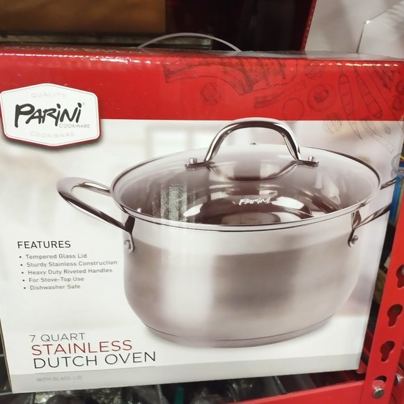 NEW Parini Cookware 4 Quart Stainless Dutch Oven w Lid Stove Top Dishwasher  Safe